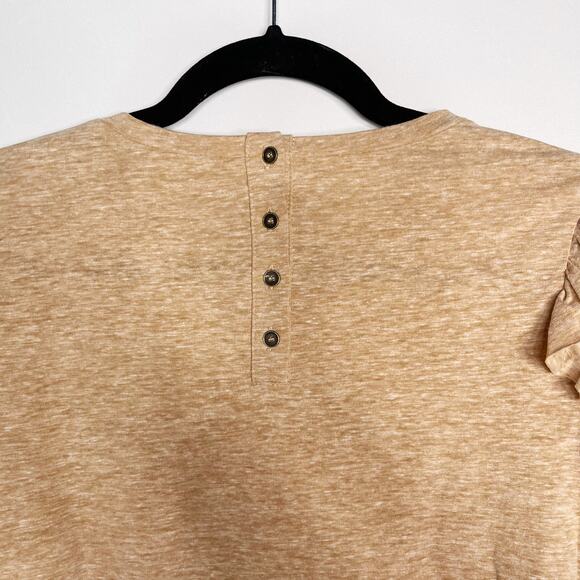 New Hem & Thread Small Peachy Orange Burnout Long Sleeve Lace Inset Button Back - Picture 6 of 9